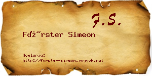 Fürster Simeon névjegykártya
